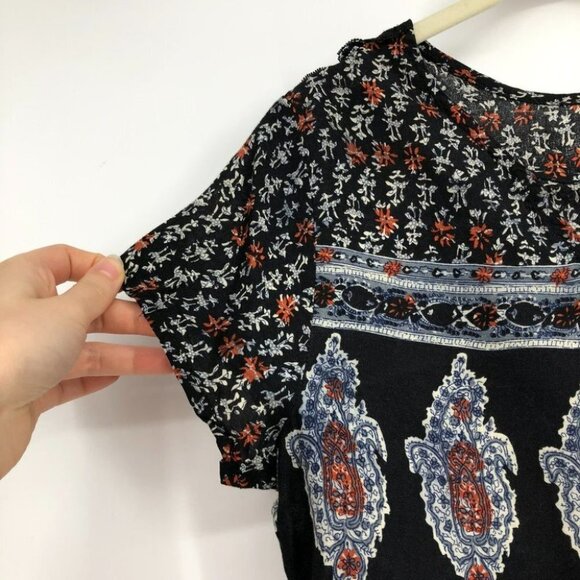 Jaase Australia Boho abstract print cropped short sleeve t-shirt LG - Picture 8 of 12